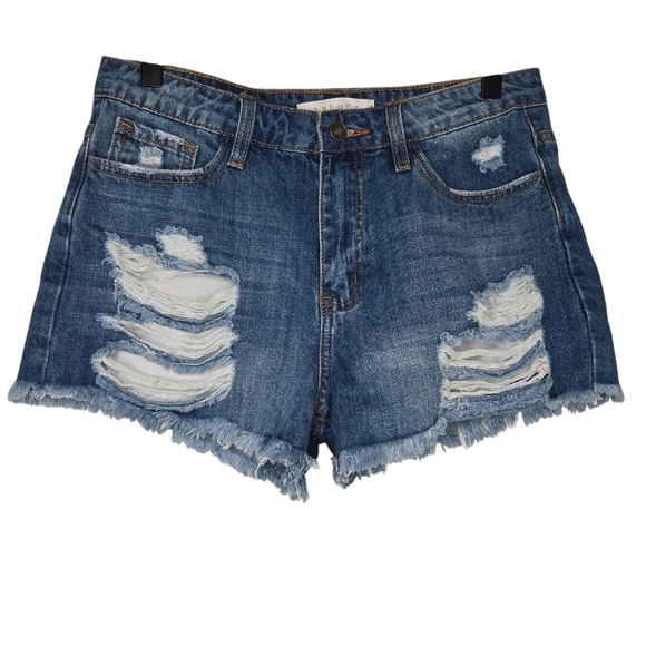 Pink Lily Nature Pants - Pink Lily Nature 3" No More Wishing Distressed Denim Jean Shorts Size Medium